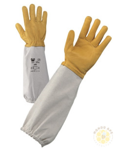 Guanti per apicoltura in pelle con manicotto in tela robusta