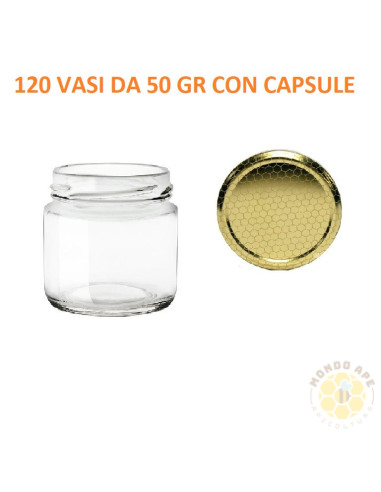 Vasetto in Vetro Monodose 50 Grammi (41 cc) con Capsule – Pacco da 120