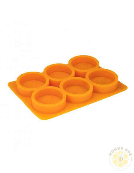 STAMPO PER 6 SAPONI IN SILICONE FORMA ROTONDA CON FIORI