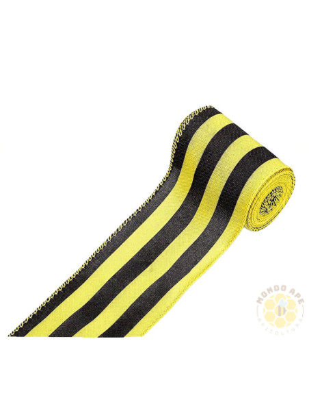 NASTRO RETE STRISCE NERO GIALLO 6,5 CM | MONDO APE