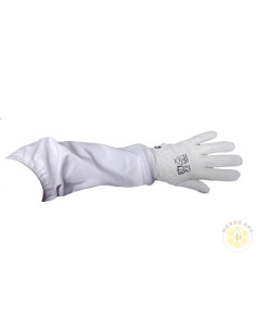 GUANTI IN PELLE BIANCHI APICOLTURA CON MANICOTTO VENTILATO | MONDO APE