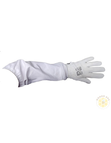 GUANTI IN PELLE BIANCHI APICOLTURA CON MANICOTTO VENTILATO | MONDO APE