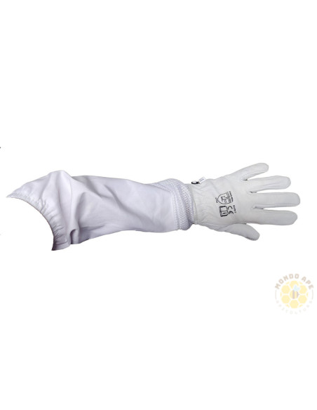 GUANTI IN PELLE BIANCHI APICOLTURA CON MANICOTTO VENTILATO | MONDO APE