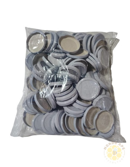 100 CAPSULE Ø 63 BIANCHE PER VASETTI MIELE 250G CON FLIP SOTTOVUOTO | MONDO APE