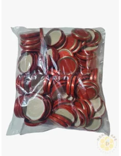 100 CAPSULE Ø 63 ROSSO ORO PER VASETTI MIELE 250G CON FLIP SOTTOVUOTO | MONDO APE