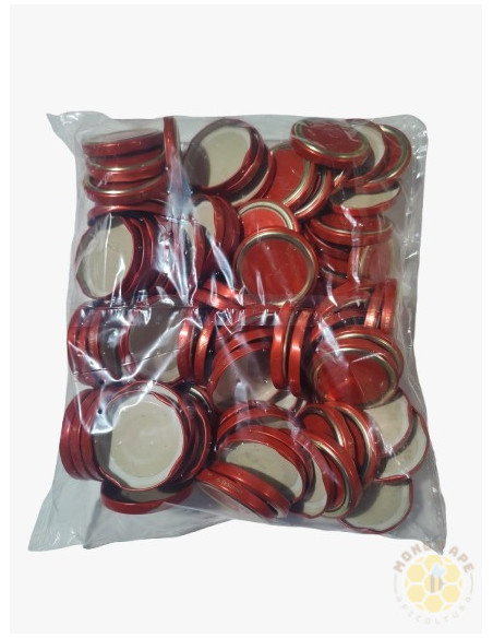 100 CAPSULE Ø 63 ROSSO ORO PER VASETTI MIELE 250G CON FLIP SOTTOVUOTO | MONDO APE