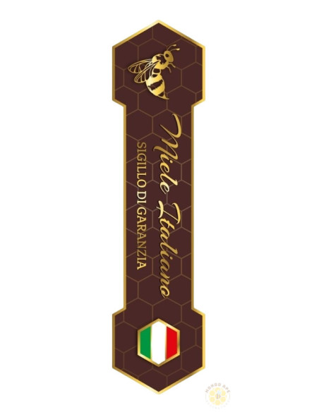 SIGILLO DI GARANZIA ESAGONO MARRONE ELEGANTE PER VASETTO MIELE GRANDE 1