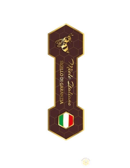 SIGILLO DI GARANZIA ESAGONO MARRONE ELEGANTE PER VASETTO MIELE PICCOLO 