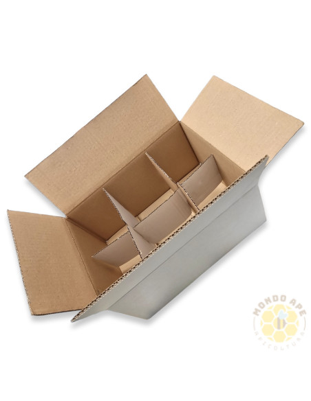 SCATOLA PER 6 VASETTI MIELE DA 1000 GRAMMI IN CARTONE CON DIVISORE INTERN