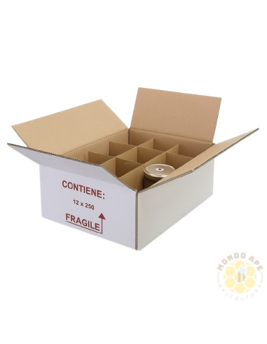 SCATOLA PER 12 VASETTI MIELE DA 250 GRAMMI IN CARTONE CON DIVISORE INTERN