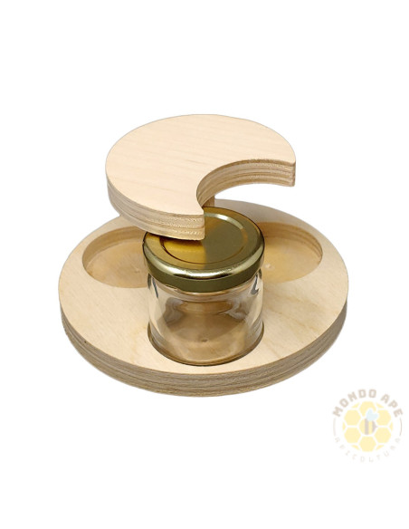 ESPOSITORE GIREVOLE PER 3 VASETTI MIELE 50 GR IN LEGNO DI FAGGIO