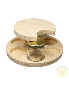 ESPOSITORE GIREVOLE PER 6 VASETTI MIELE 50 GR IN LEGNO DI FAGGIO