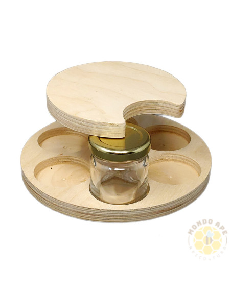 ESPOSITORE GIREVOLE PER 6 VASETTI MIELE 50 GR IN LEGNO DI FAGGIO