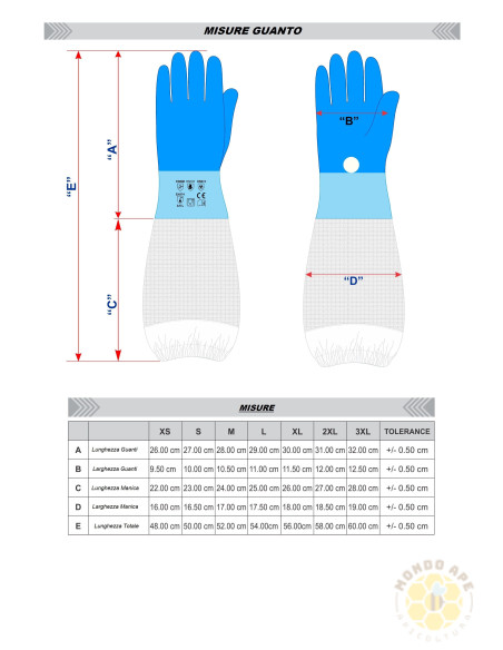 GUANTI IN GOMMA APICOLTURA CON INTERNO IN COTONE | MONDO APE