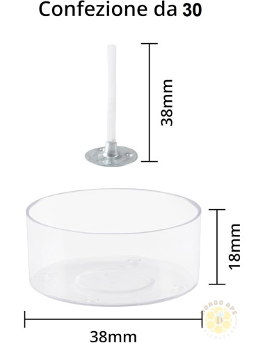 VASETTI PER CANDELE TEALIGHT CON STOPPINI 18 X 38 MM 30 ML 30 CONTENIT