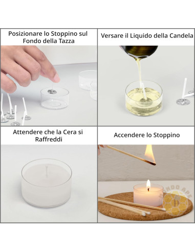 VASETTI PER CANDELE TEALIGHT CON STOPPINI 18 X 38 MM 30 ML 30 CONTENIT
