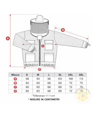 CAMICIOTTO 3 STRATI VENTILATO CON MASCHERA ROTONDA A CAPPELLO | MONDO APE