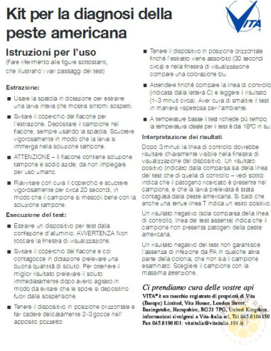 KIT DIAGNOSI RAPIDA PESTE AMERICANA VITA PER API | MONDO APE