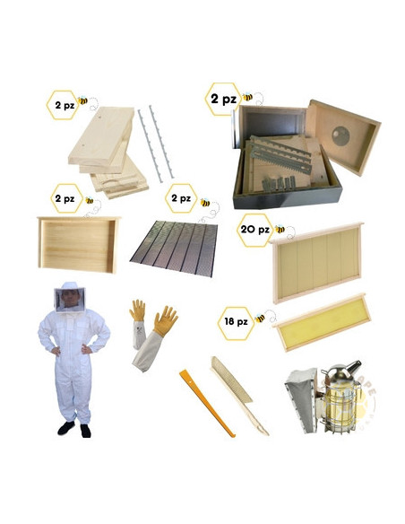 KIT AVVIO APICOLTURA CUBO 2 ARNIE 10 FAVI SMONTATE CON ACCESSORI COMPLETI | MONDO APE